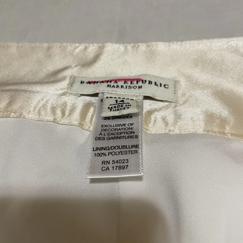 Banana Republic Harrison Linen Blend Wide Leg Pants Ivory Women's 12 X 32 Cuffed